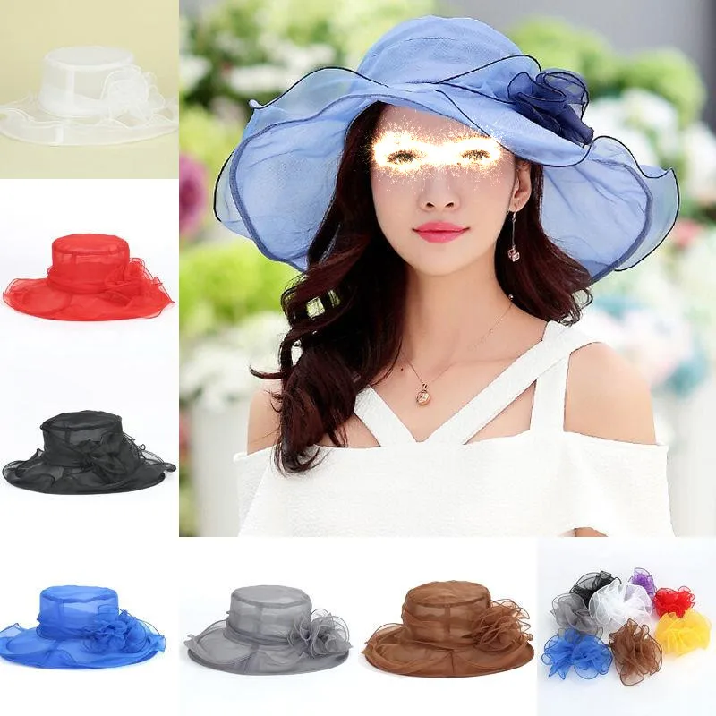 

2018 New Summer Brand Big Wide Brim Straw Hat Ladies Hat Wide Brim Wedding Church Racing 8 color