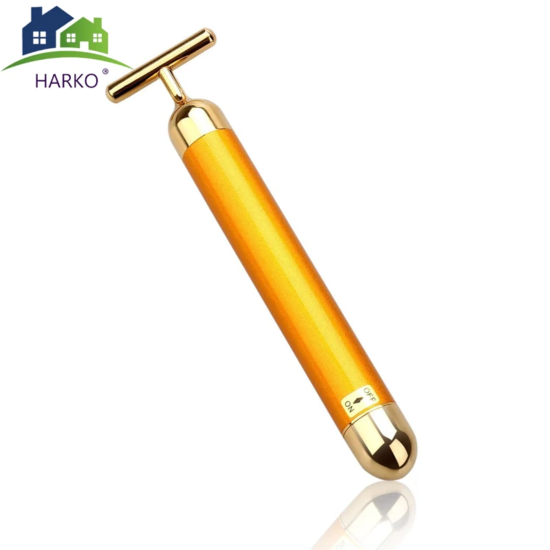 Slimming Face Massager 24k Gold Roller Vibration Facial Massage Stick