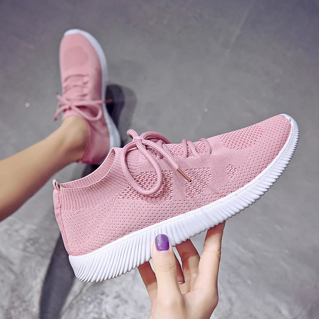 

KANCOOLD Women Casual Shoes Breathable Walking Mesh Lace Up Flat Shoes Sneakers Women 2019 Tenis Feminino White Vulcanized Shoes