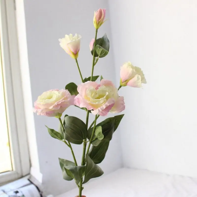 5 шт. Один Букет eustoma искусственный цветок растение для дома и сада Eustoma grandiflorum Lisianthus 5 цветов Высокое качество - Цвет: light pink