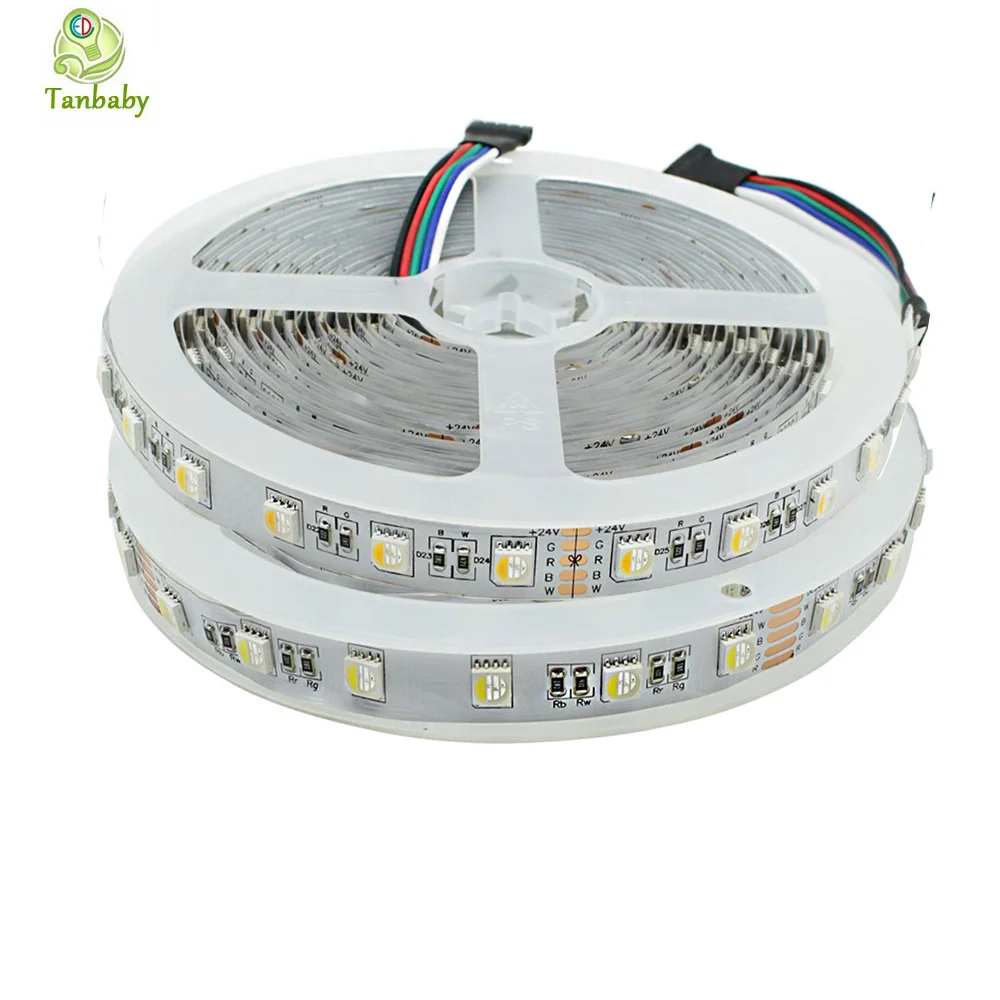 

Tanbaby DC 12V 24V 4 in 1 RGBW RGBWW LED Strip Light SMD 5050 60 led /M flexible led rope bar light indoor home decoration