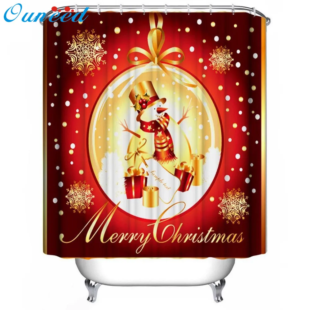 

Ouneed Shower Curtains Christmas festival print Bath/Toilet Curtains with 12 hocks Fabric Waterproof Bathroom Shower Curtain new