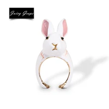 2017 nuevo estilo de la muchacha blanco conejo encantador anillo elegante noble anime animal joyas esmalte anillo joyería fanshion