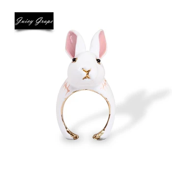 

Juicy Grape Original Animal Ring Hand Painted Enamel Glaze Gilded White Rabbit Ring Anime Animal Ring Fashion Jewelry