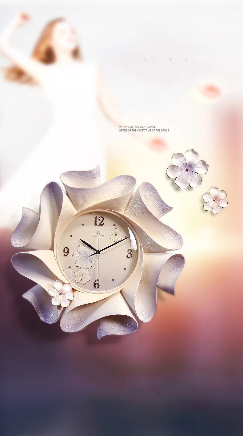 Современная смола творческая личность тисненый цветок настенные часы аксессуары для дома Наклейка на стену для гостиной настенные часы орнамент