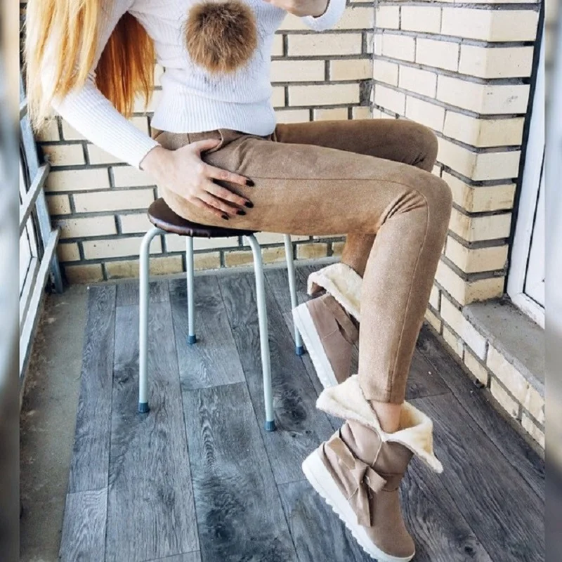 

Shiny Sequined Leather Pants Women Skinny High Waist Suede Pants Women Stretch Black Trousers Women Pencil Pants 2018 New