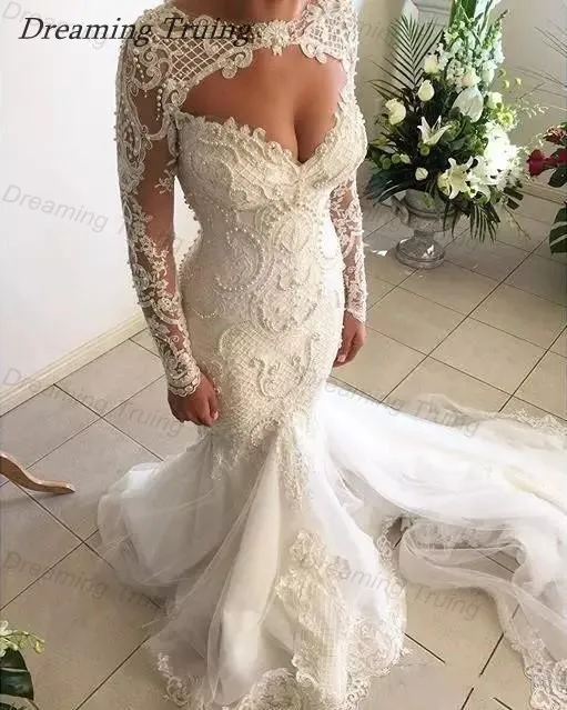 conew_conew_2019-wedding-dresses-long-sleeves-pearls-beaded-full-lace-mermaid-wedding-gowns-hollow-back-vintage-plus-size-bride-dress