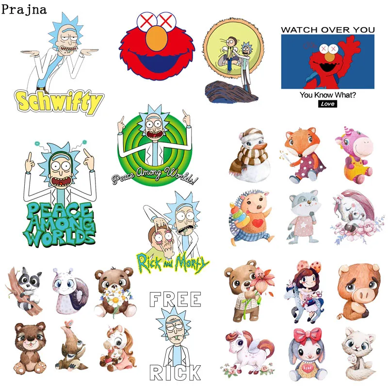

Prajna Anime Rick And Morty Iron-on Transfers Heat Transfer Vinyl Patches For Kids Clothes Iron On Patches Printed Sticker Badge