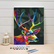 DIY масляная краска по номерам Животные Олень раскраска на абстрактное искусство на холсте пропиленовая краска картина для гостиной украшение стены