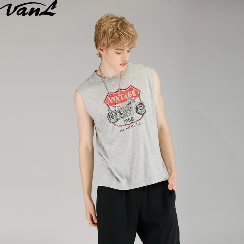 

VanL 2019 Men's Cotton Waistcoat Double Washed Printed Men's Sleeveless Shirt Fashion Trend Mens Tank Tops Shirt EM9232057