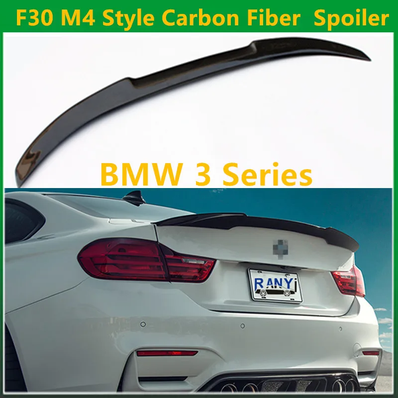 3 Series F30 M4 Style Carbon Fiber Gloss Black Rear Trunk Spoiler Wings