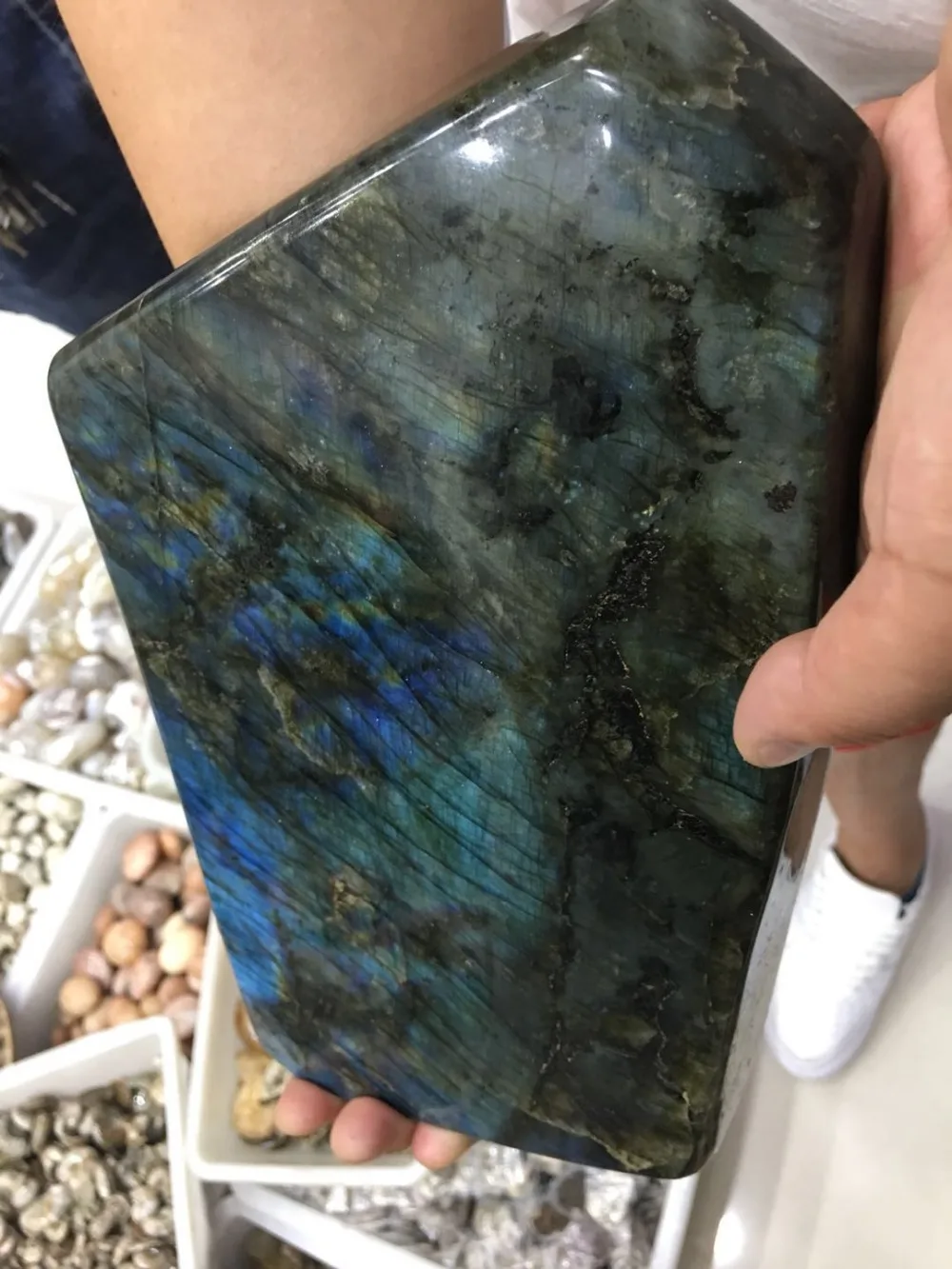 US $599.00 Great 56kg Huge Natural labradorite ornament furnishing articles with excellent blue color healing for home decoration