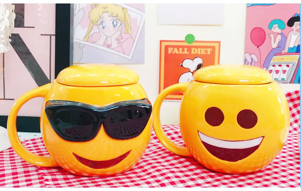 Creative Ceramic Mug With Lid Coffee Mug Travel Tea Cups And Mugs Ceramic Porcelain Expression CuteMorningTeaMilk Mug For Kid (14)