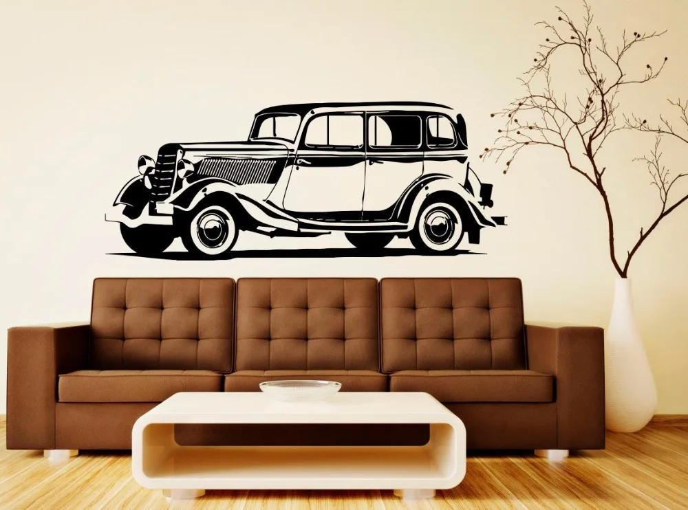 Classic Black Car Sticker Retro Car Wall Decal Removable Vinyl Stickers