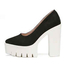 2017 New Summer Shoes Women White pointed Toe Button Belt Thick Heel Wedges Platform Shoes Fashionable Casual women pumps