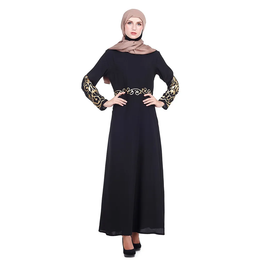 CHAMSGEND мусульманские женское платье элегантный Дубай Дамы повседневное Летние Элегантные платья с длинным рукавом Плюс Вечерние партии