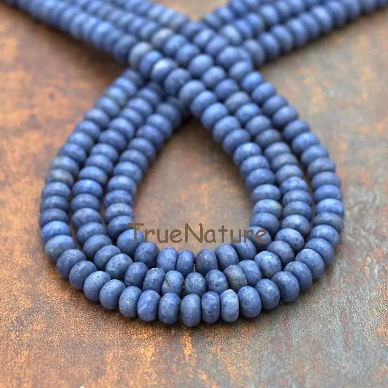 

Wholesale Blue Corals Loose Beads Jewelry Rondelle Blue Spacer Beads Full Strands Smooth Corals Jewelry In 6*8 mm BE5814