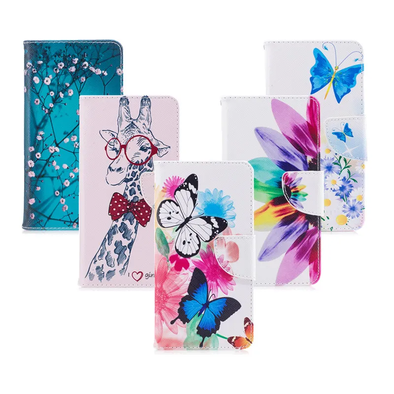 Бумажник кожаный чехол для Huawei Y5 II Мода бабочка цветок дерево милый жираф