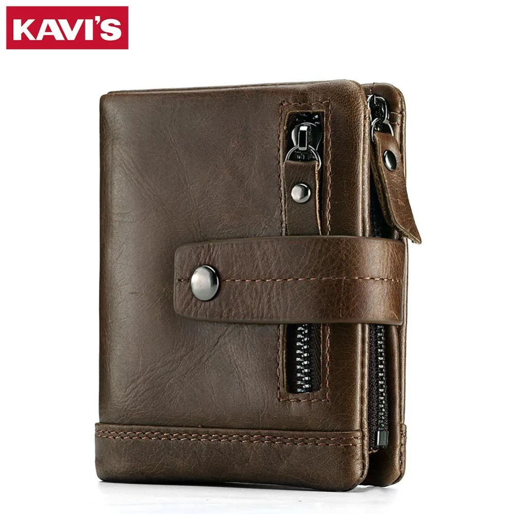 

KAVIS Genuine Leather Wallet Men PORTFOLIO MAN Male Small Portomonee Vallet With Coin Purse Pockets Slim Rfid Fashion Mini Walet