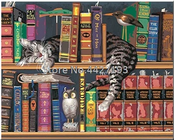 

5D DIY Diamond Painting Cross Stitch Book and Cat Owl Crystal Needlework Diamond Embroidery Birds Home decoration