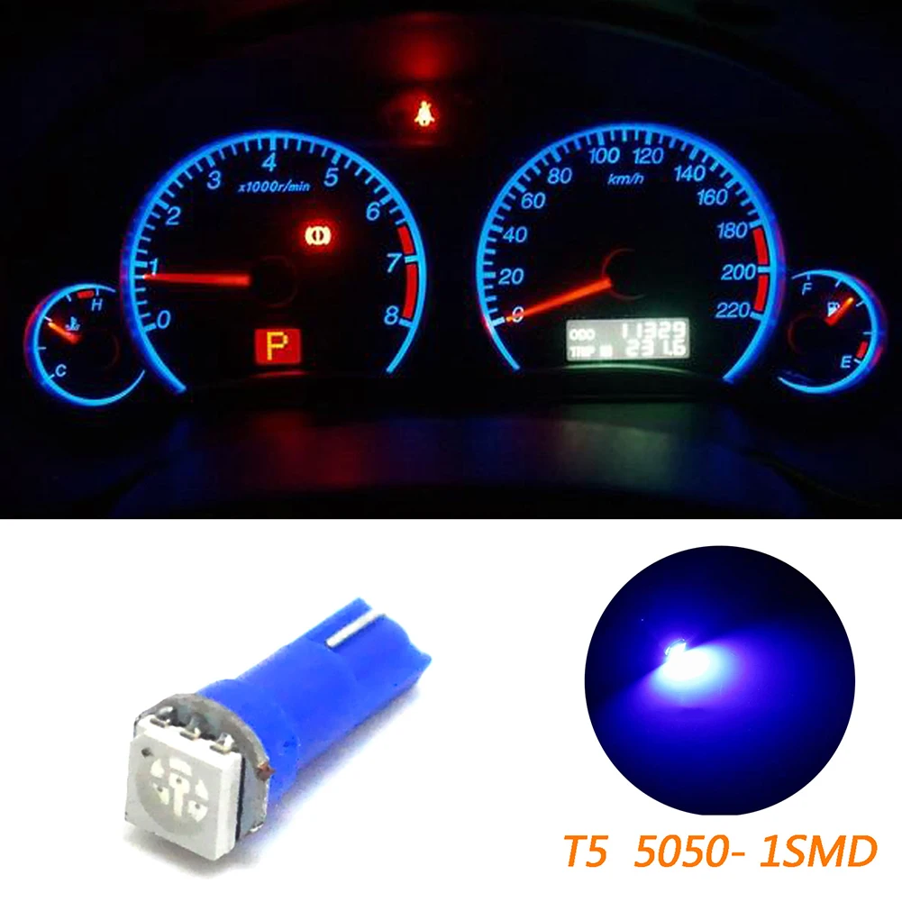 10pcs Car Instrument Lights T5 70 73 74 Wedge Ultra Blue 1 SMD Car LED