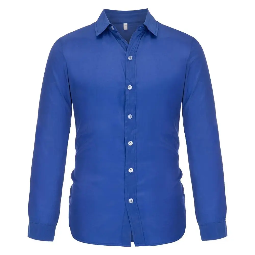 Мужская рубашка с длинным рукавом Camisa Masculina деловая длинными рукавами однотонная