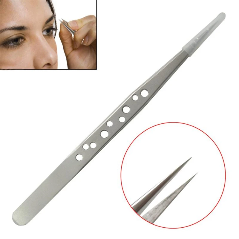Eyebrow tweezers 9 Hole Precision Tweezers Matte Bright Tip 1.5MM
