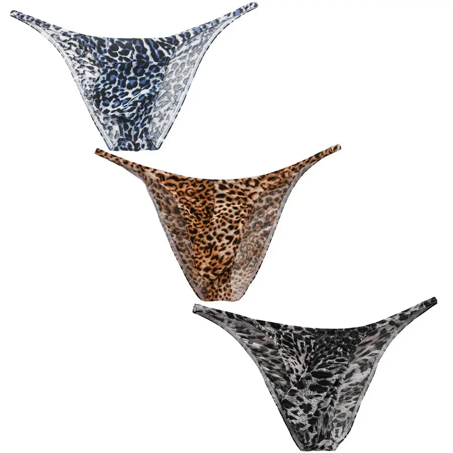 3pcs/lot Fashion Leopard Elastic Stretch Briefs Shorts Sexy Bikini Men