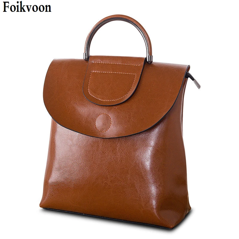 

Foikvoon Backpacks for Teenage Girls Fashion Split Leather Woman Backpacks Leather Bag Soild Color Backpacks China