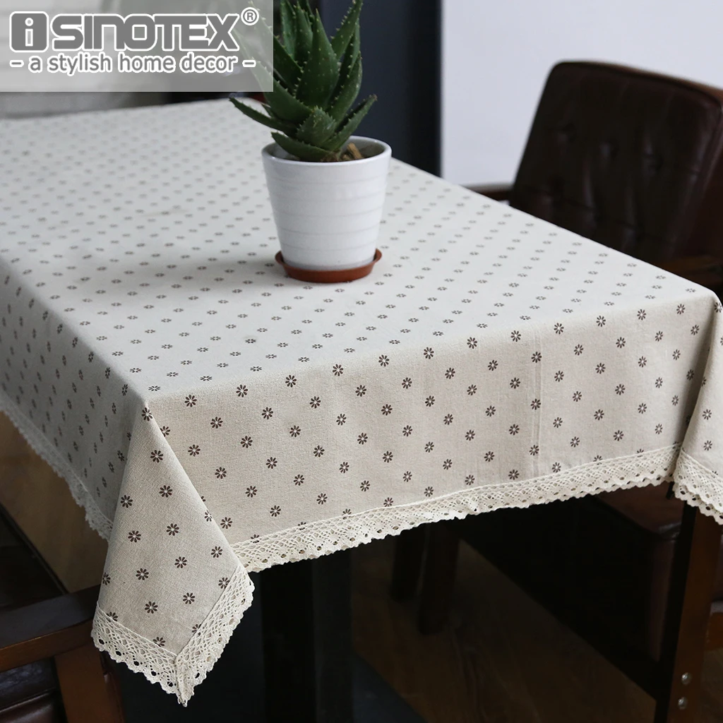 

Dandelion Linen Table Cloth Country Style Flower Print Multifunctional Rectangle Table Cover Tablecloth with Lace Edge