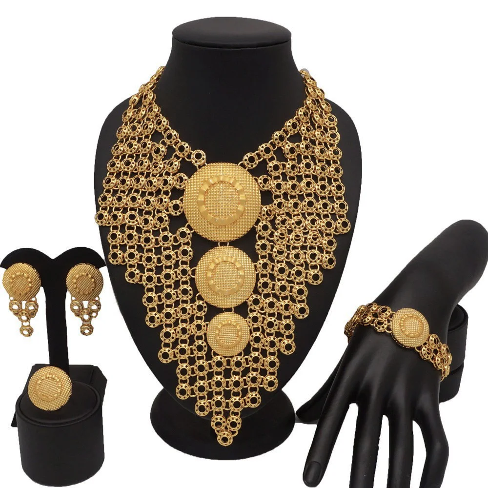 Женское Ожерелье, дизайн, дубайское золотое ожерелье, африканские большие ювелирные наборы, свадебные ювелирные украшения, аксессуары для невесты, хорошее ювелирное изделие