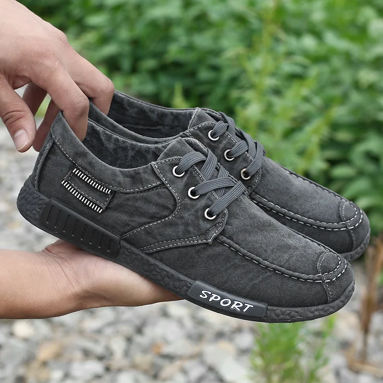 

Men Sneakers 2018 New Denim Lace-up Canvas Shoes Men Footwear Plimsolls Breathable Sneakers Men Casual Shoes