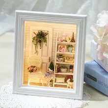 Кукольный Дом Мебель Diy Миниатюрная Рама 3D Деревянные Miniaturas Dollhouse Игрушки для Детей День Рождения Подарки Ремесло W005
