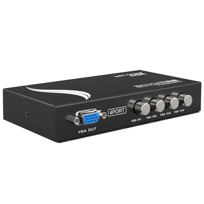 

MT-15-4C 4 Port VGA Splitter Box 1 PC to 4 Monitor Out SVGA LCD Video Monitor Splitter Box for Laptop Computer TV