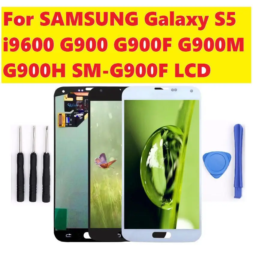 

5.1'' Original SUPER AMOLED LCD For SAMSUNG Galaxy S5 LCD Display i9600 G900 G900F G900M G900H SM-G900F Touch Screen Digitizer
