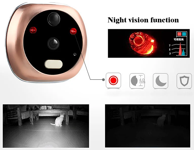 Визуальный дверной звонок 4,3 дюймов TFT ЖК-экран ночного видения 160 градусов широкоугольный цифровой глазок дверная камера Аудио Видео рекордер