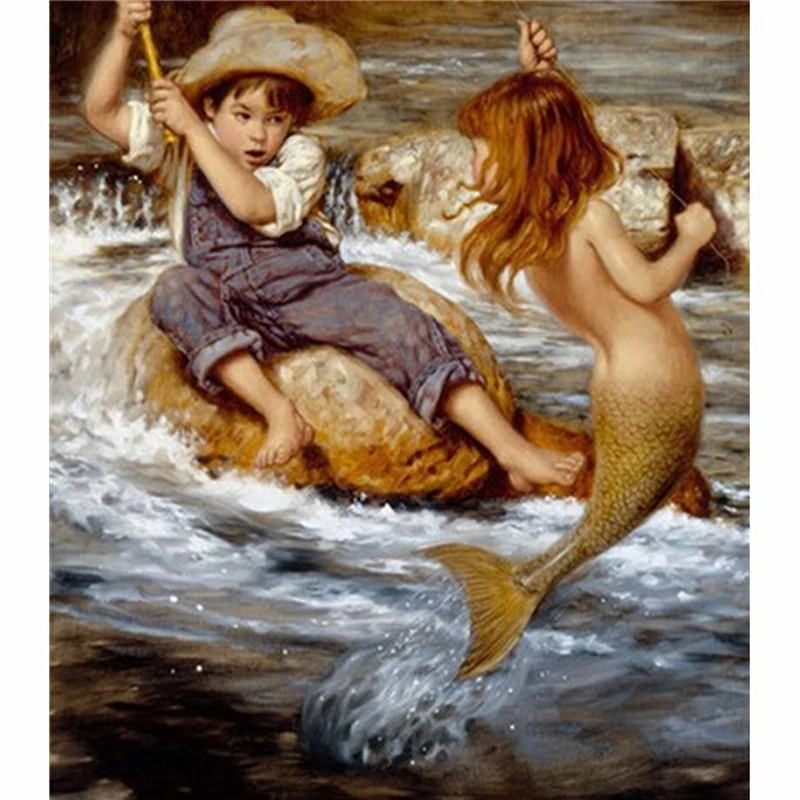 

New Diy 5d Circular Full Diamond Painting Cartoon Round Diamond Cross Stitch Diamond Embroidery Little Mermaid Princess Pj808