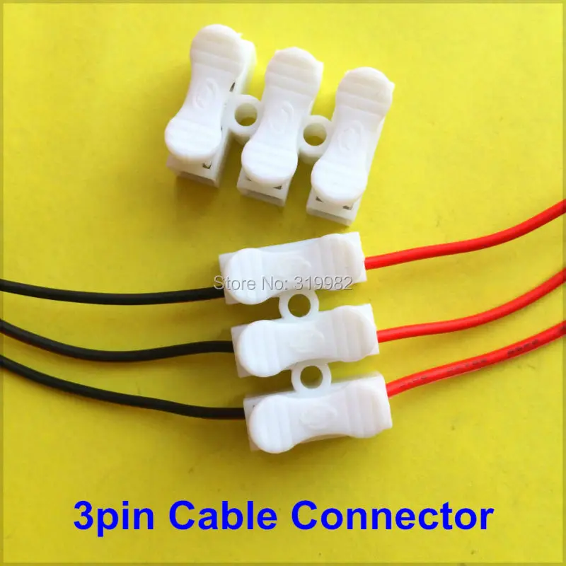 100pcs 3P Spring Cable Clip self lock press push quick 3pin Wire clip