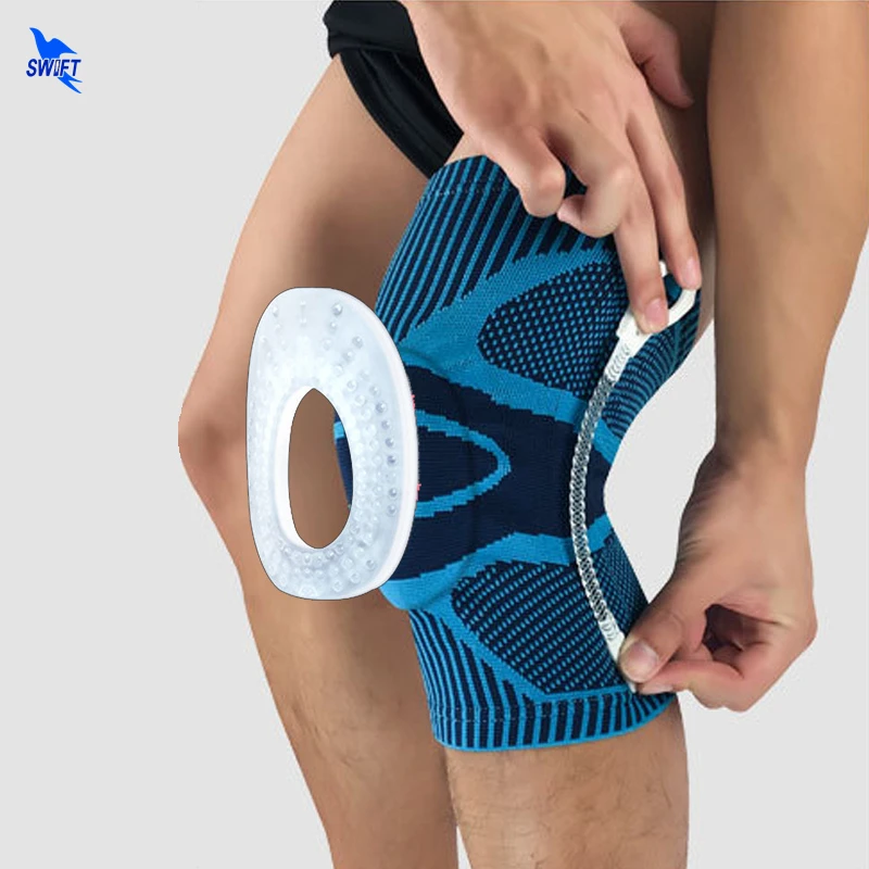 1 زوج 3D النسيج سيليكون منصات الركبة الينابيع دعم هدفين الكرة الطائرة كرة السلة الغضروف المفصلي الرضفة حامي الرياضة السلامة نيباد