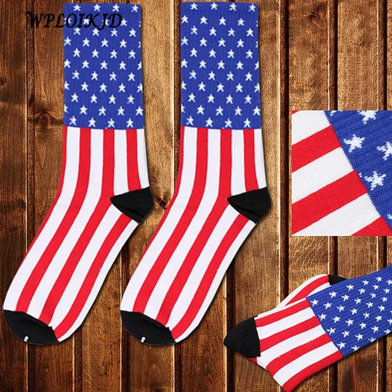 [WPLOIKJD] Мужские хлопковые носки в полоску и со звездами, носки с флагом, новые дышащие носки в европейском и американском стиле высокого качества