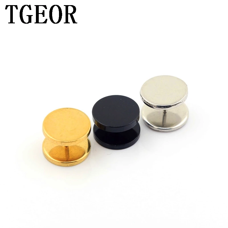

wholesale free shipping illusion cheaters 30pcs 16G sizes Stainless Steel plain round ear piercing fake plugs earring