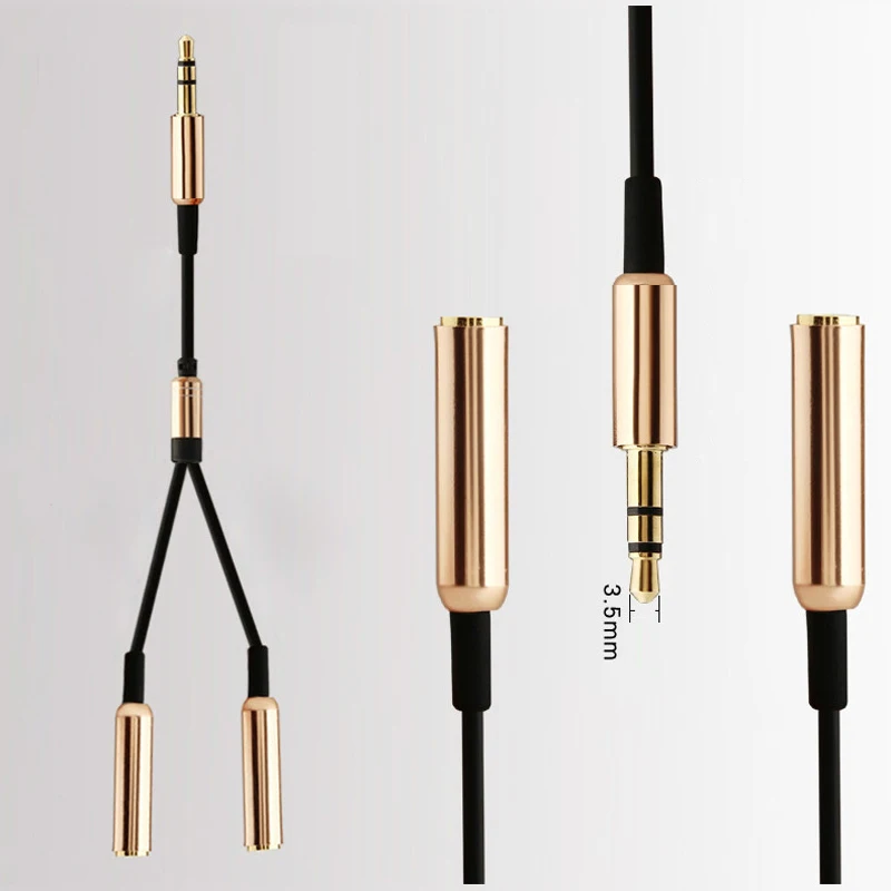 Goede 3.5mm aux oortelefoon stereo audio kabel jack een op Twee hoofdtelefoon splitter adapter voor iPhone iPad Samsung xiaomi huawei