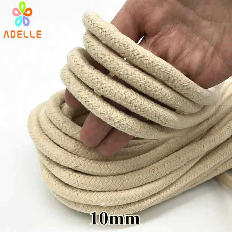 Natural 100% Cotton Braided Rope 8 Strand SASH Cord Bondage Handle Pulley 
