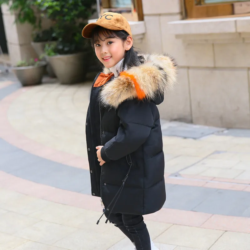 

2018 New Girls Winter Coat for Kids Down Jackets Long Hooded Jacket Outerwear Children Clothes Winter Fashion Down Coat for Girl