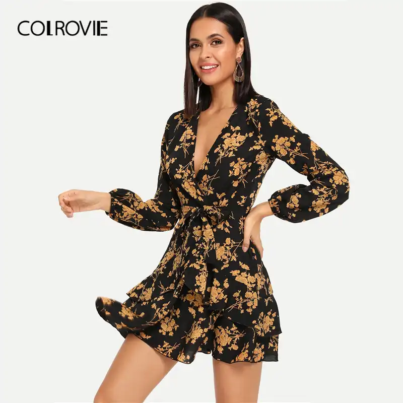 belted wrap mini dress