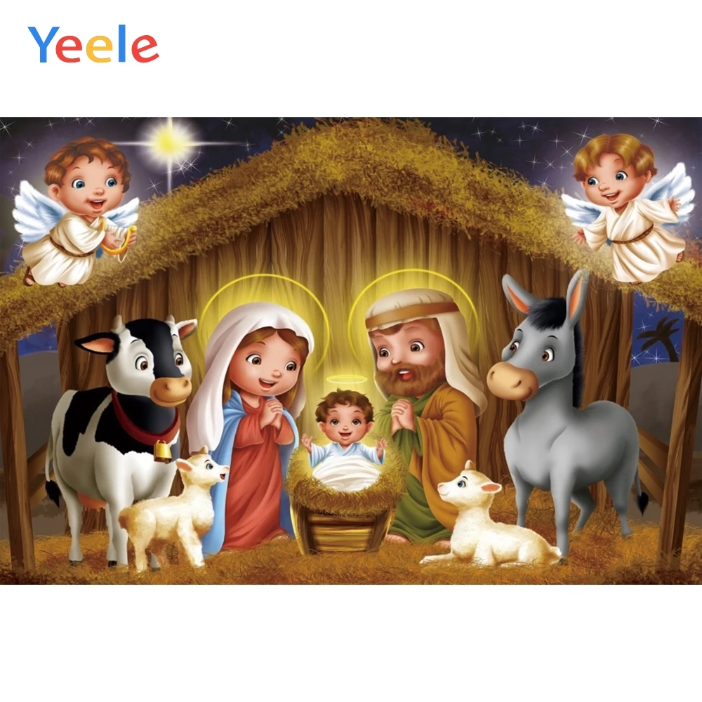 Yeele Рождество сцена свет фон цифры угол Иисус Христос для фотосъемки с