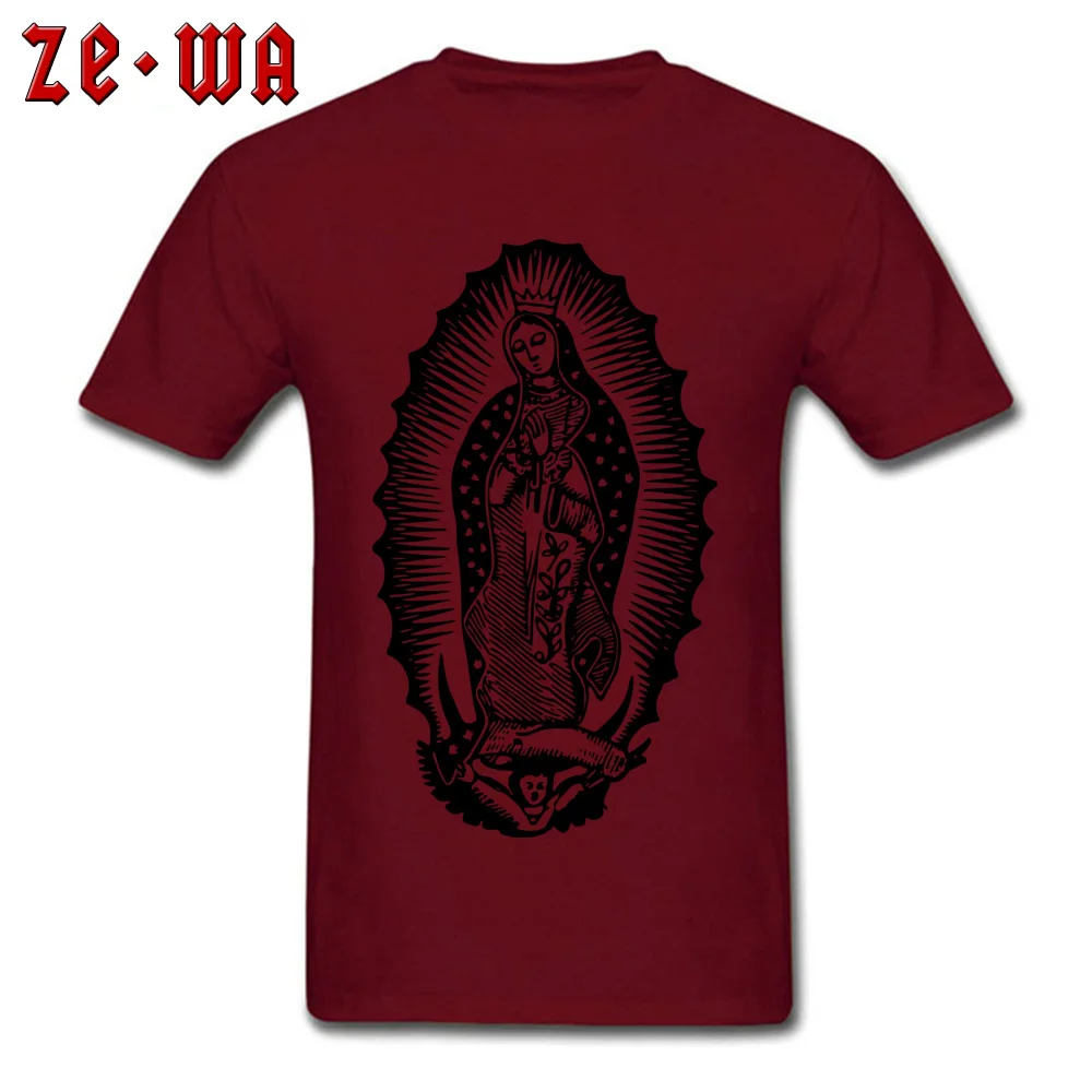 Casual Virgin Of Guadalupe Round Neck Top T-shirts Summer/Autumn Tees Short Sleeve for Men Designer 100% Cotton Design Tshirts Virgin Of Guadalupe maroon