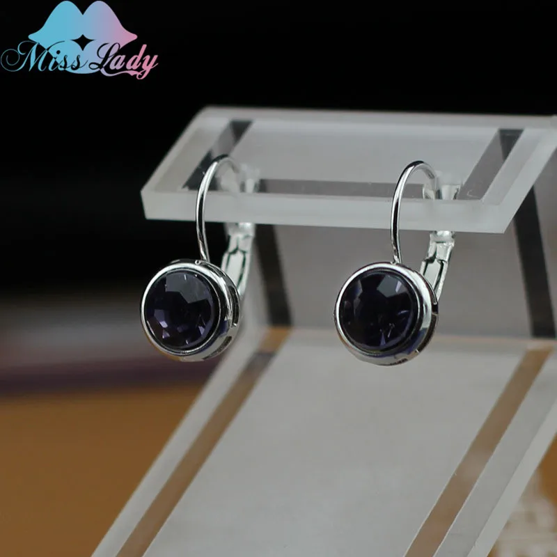 Miss Lady Gold color Crystal korean Fashion Jewelry Round minimalist small kpop drop Earrings for women MLY5126