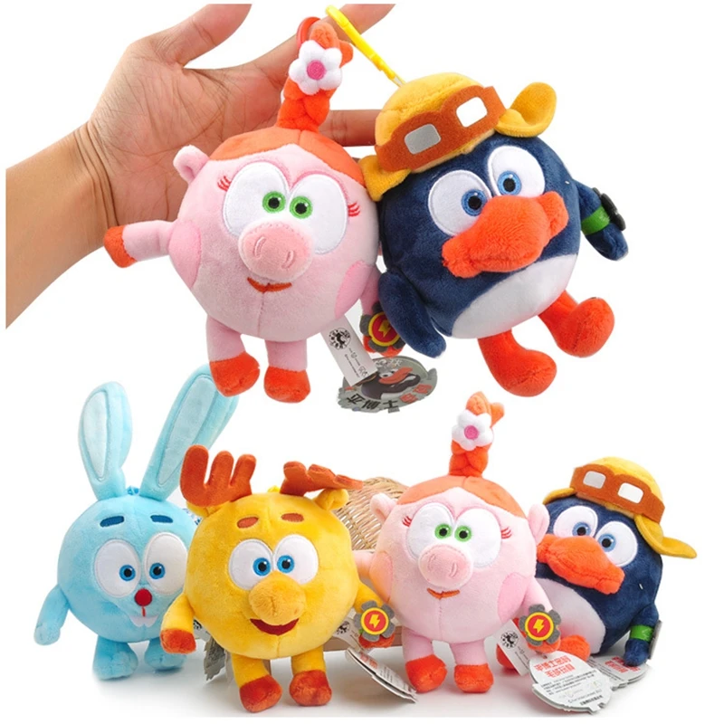 4pcs Malyshariki Smeshariki Stuffed Animals penguin rabbit deer pigs Plush font b Toys b font Pendant