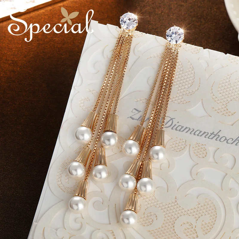 

Special Fashion 925 Sterling Silver Drop Earrings AAA Zirconia Long Earrings Tassel Earrings Jewelry Gifts for Women S1865E